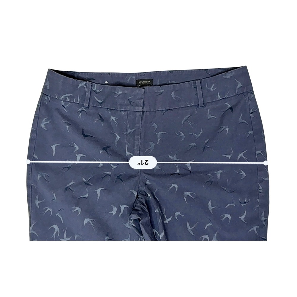 Ann Taylor Whimsical Bird Swallow Ankle Pants 14 Blue Nature - Picture 6 of 10